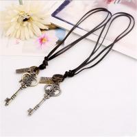 PU Leather Cord Necklace, Zinc Alloy, with PU Leather, Adjustable & fashion jewelry & handmade & Unisex 68-75cmuff0c0.3cm 