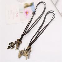 PU Leather Cord Necklace, Zinc Alloy, with PU Leather, Adjustable & fashion jewelry & handmade & Unisex 68-75cmuff0c0.3cm 