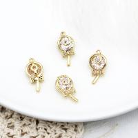 Cubic Zirconia Micro Pave Brass Pendant, Lollipop, 18K gold plated, micro pave cubic zirconia 