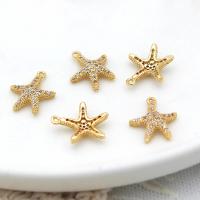 Cubic Zirconia Micro Pave Brass Pendant, Starfish, 18K gold plated, micro pave cubic zirconia 