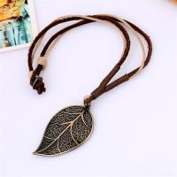 PU Leather Cord Necklace, Zinc Alloy, with PU Leather, Adjustable & fashion jewelry & handmade & Unisex, brown, 53-54cmuff0c0.3cm 