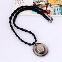 PU Leather Cord Necklace, Zinc Alloy, with PU Leather, Adjustable & fashion jewelry & handmade & Unisex, black, 53-54cmuff0c0.3cm 