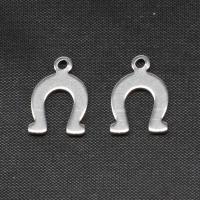 Stainless Steel Pendants, Horseshoes, silver color plated 