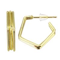 Brass Hoop Earring, stainless steel post pin, gold color plated 