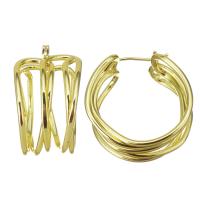 Brass Hoop Earring, stainless steel post pin, gold color plated, multilayer 