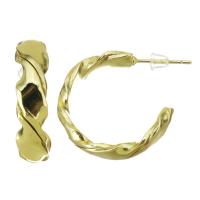 Brass Hoop Earring, stainless steel post pin, gold color plated 