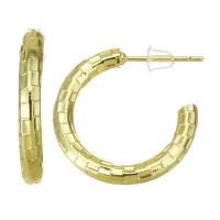 Brass Hoop Earring, stainless steel post pin, gold color plated 