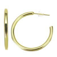 Brass Hoop Earring, stainless steel post pin, gold color plated 