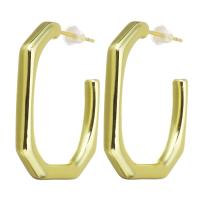 Brass Hoop Earring, stainless steel post pin, gold color plated 