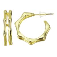 Brass Hoop Earring, stainless steel post pin, gold color plated, hollow 