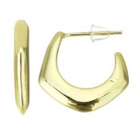 Brass Hoop Earring, stainless steel post pin, gold color plated 