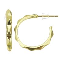 Brass Hoop Earring, stainless steel post pin, gold color plated 