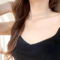 Zinc Alloy Necklace, with Plastic Pearl, plated, fashion jewelry & for woman .8 Inch 