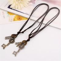 PU Leather Cord Necklace, Zinc Alloy, with PU Leather, Adjustable & handmade & Unisex 68-75cmuff0c0.3cm 