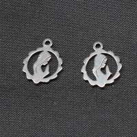 Stainless Steel Pendants, Round, silver color plated 