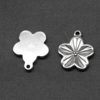 Edelstahl Blume Anhänger, silberfarben plattiert, 19x16x3mm, verkauft von PC