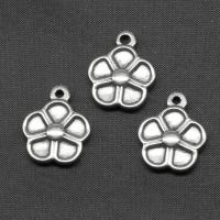 Edelstahl Blume Anhänger, silberfarben plattiert, 18x15x3mm, verkauft von PC