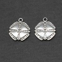 Stainless Steel Pendants, Round, silver color plated 