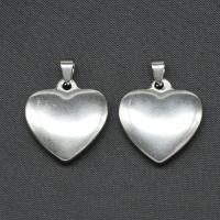 Stainless Steel Heart Pendants, silver color plated 