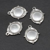 Stainless Steel Pendant Setting, Ellipse, silver color plated 