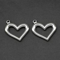 pendentifs de cœur en inox , acier inoxydable, coeur, Placage de couleur argentée Vendu par PC