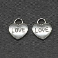 Stainless Steel Heart Pendants, silver color plated 