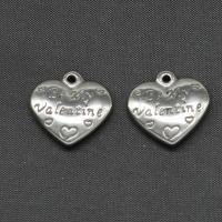 Stainless Steel Heart Pendants, silver color plated 