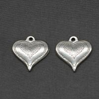 Stainless Steel Heart Pendants, silver color plated 