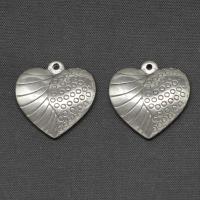 Stainless Steel Heart Pendants, silver color plated 