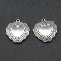 Stainless Steel Pendant Setting, Heart, silver color plated 