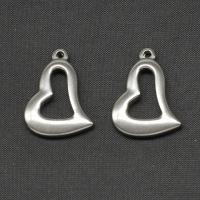 Edelstahl Herz Anhänger, silberfarben plattiert, 17x22x3mm, verkauft von PC