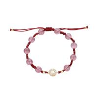 Quartz Bracelets, Brass, with Strawberry Quartz & Kyanite 7.5mm 