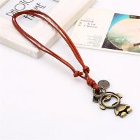 PU Leather Cord Necklace, Zinc Alloy, with PU Leather, stoving varnish, Adjustable & handmade & Unisex 65-70cmuff0c0.4cm 