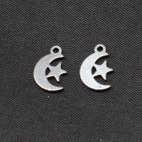 Stainless Steel Pendants, Moon, silver color plated 