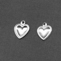 Stainless Steel Heart Pendants, silver color plated 