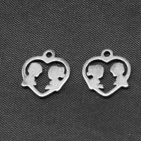 pendentifs de cœur en inox , acier inoxydable, coeur, Placage de couleur argentée Vendu par PC