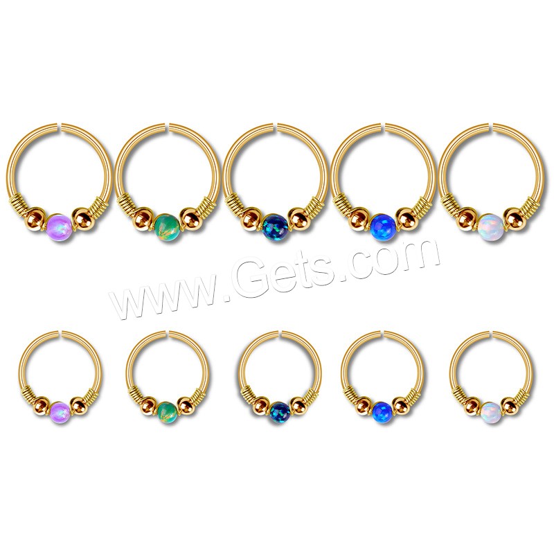 Stainless Steel Nose Piercing Jewelry, with Opal, Donut, plated, different size for choice, more colors for choice, Sold By PC