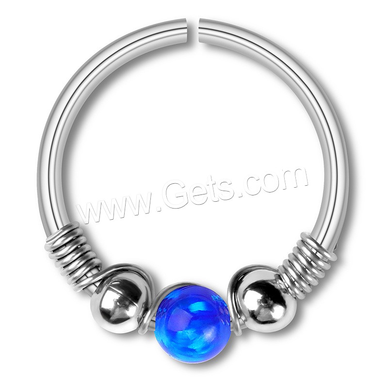 Stainless Steel Nose Piercing Jewelry, with Opal, Donut, plated, different size for choice, more colors for choice, Sold By PC