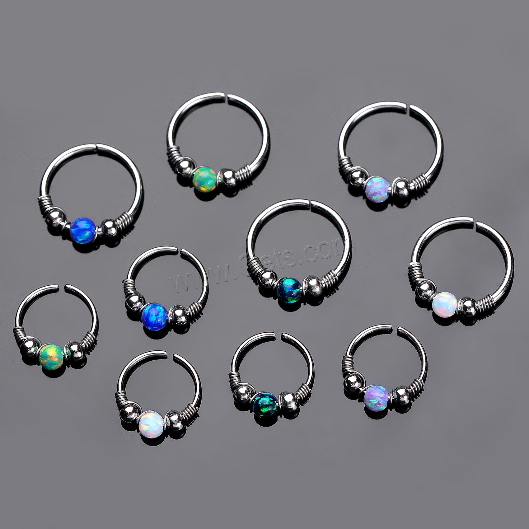 Stainless Steel Nose Piercing Jewelry, with Opal, Donut, plated, different size for choice, more colors for choice, Sold By PC