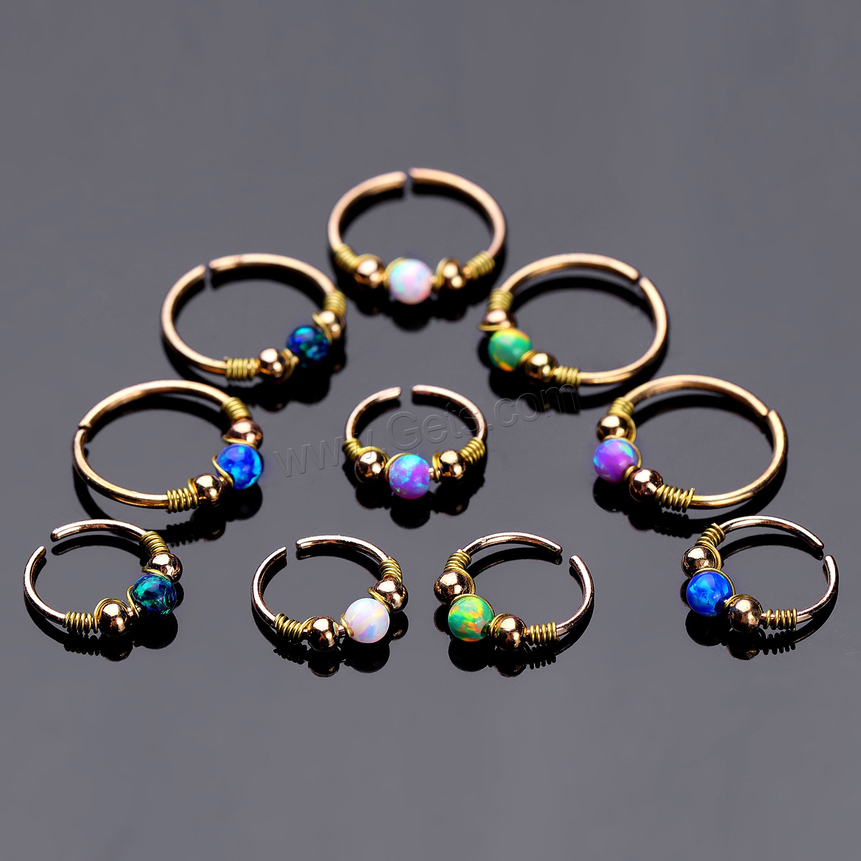 Stainless Steel Nose Piercing Jewelry, with Opal, Donut, plated, different size for choice, more colors for choice, Sold By PC