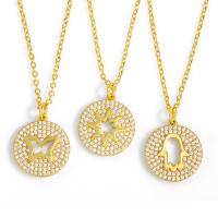 Cubic Zircon Micro Pave Brass Necklace, Round, gold color plated, micro pave cubic zirconia Approx 45 cm 