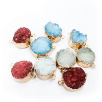 Ágata natural Druzy Conector, Ágata de cuarzo de hielo, con metal, Irregular, chapado en color dorado, Bricolaje, más colores para la opción, 20-22mm, Vendido por UD