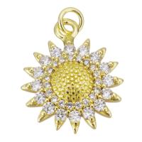 Cubic Zirconia Micro Pave Brass Pendant, Sun, gold color plated, micro pave cubic zirconia Approx 2.5mm 