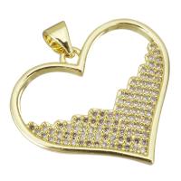 Cubic Zirconia Micro Pave Brass Pendant, Heart, gold color plated, micro pave cubic zirconia & hollow Approx 3.5mm 