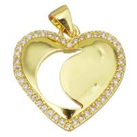 Cubic Zirconia Micro Pave Brass Pendant, Heart, gold color plated, micro pave cubic zirconia & hollow Approx 3.5mm 