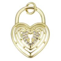 Cubic Zirconia Micro Pave Brass Pendant, Heart, gold color plated, micro pave cubic zirconia & hollow Approx 3.5mm 