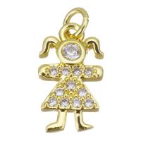 Cubic Zirconia Micro Pave Brass Pendant, Girl, gold color plated, micro pave cubic zirconia Approx 2.5mm 