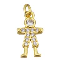 Cubic Zirconia Micro Pave Brass Pendant, Boy, gold color plated, micro pave cubic zirconia Approx 2.5mm 