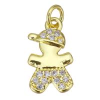 Cubic Zirconia Micro Pave Brass Pendant, Boy, gold color plated, micro pave cubic zirconia Approx 2.5mm 