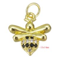 Cubic Zirconia Micro Pave Brass Pendant, Bee, gold color plated, micro pave cubic zirconia Approx 3.5mm 